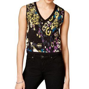 Rachel Roy Jacquard Crop Sweater Deep Sapphire